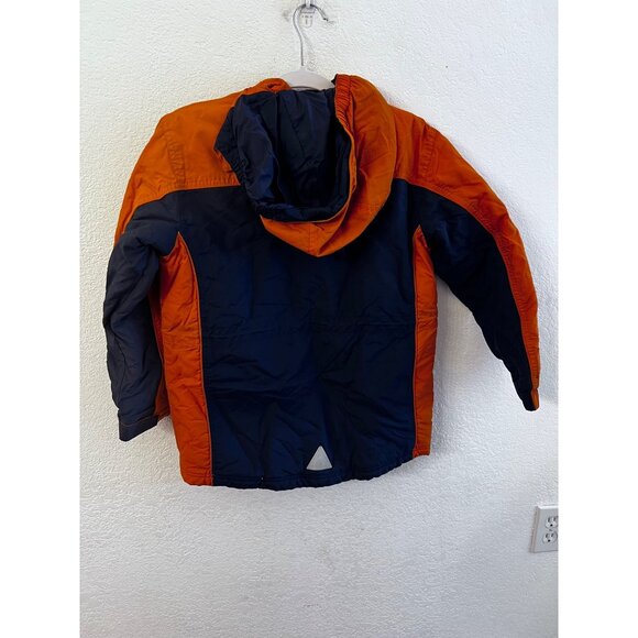 L.L Bean Orange blue hooded kids boys coat size medium 10-12 - Picture 2 of 6